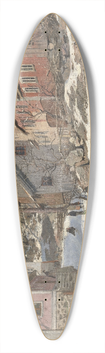 Frits Thaulow - Street in Krager 39.3 inch art pintail longboard deck