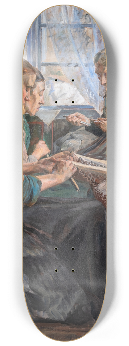 Carl Wilhelmson - Fisherwomen making Nets, Bohusln 8.25 inch art skate deck