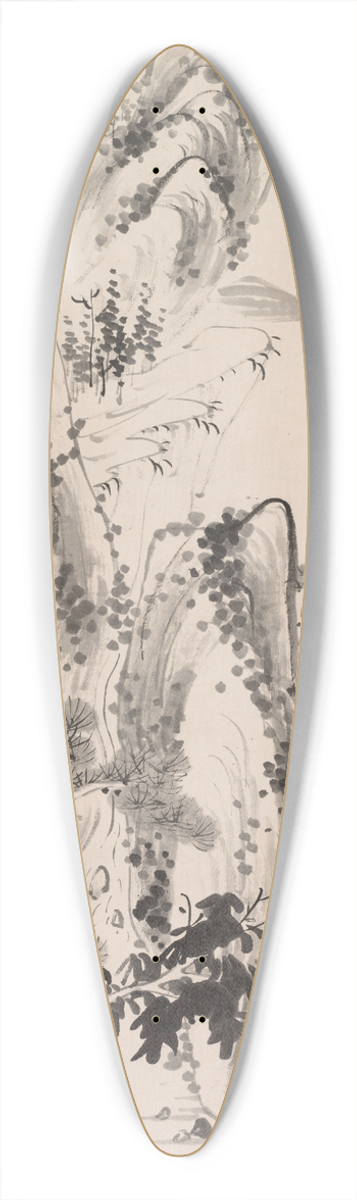 Fujimoto Tesseki - Landscape with Figures 39.3 inch art pintail longboard deck