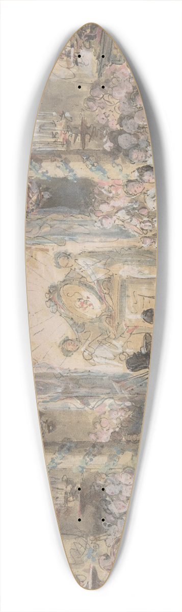 Gabriel de Saint-Aubin - Theatrical Divertissement Offered at a Gala Evening Party 39.3 inch art pintail longboard deck