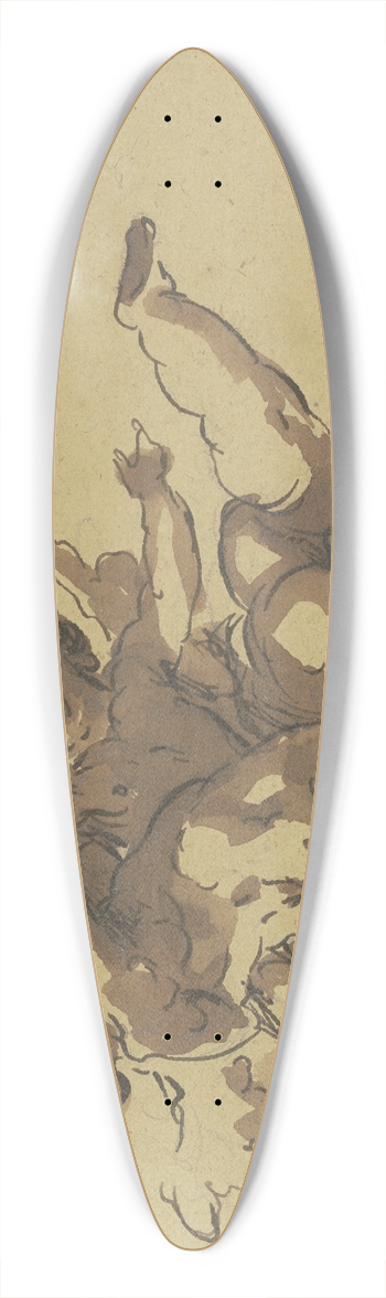Gaspare Diziani - Three hovering putti 39.3 inch art pintail longboard deck