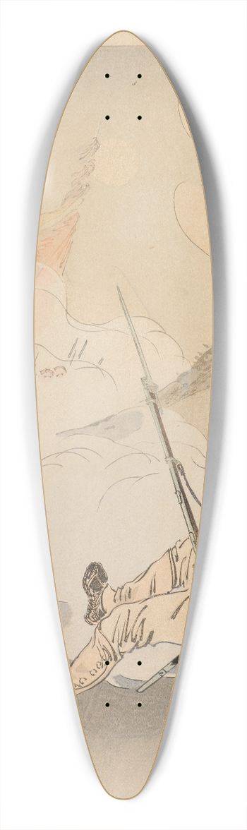 gata Gekk - Stirring Tales of the Campaign against China and the Mirror of Honor; Shirakami Genjir with His Bugle March in His Mouth on Point of His Death 39.3 inch art pintail longboard deck