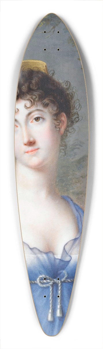 Genot - Lady in Blue with Yellow Shawl 39.3 inch art pintail longboard deck