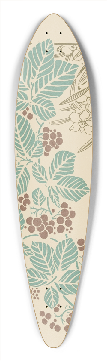 George Auriol - Abstract design based on leaves, grass, and flowers 39.3 inch art pintail longboard deck