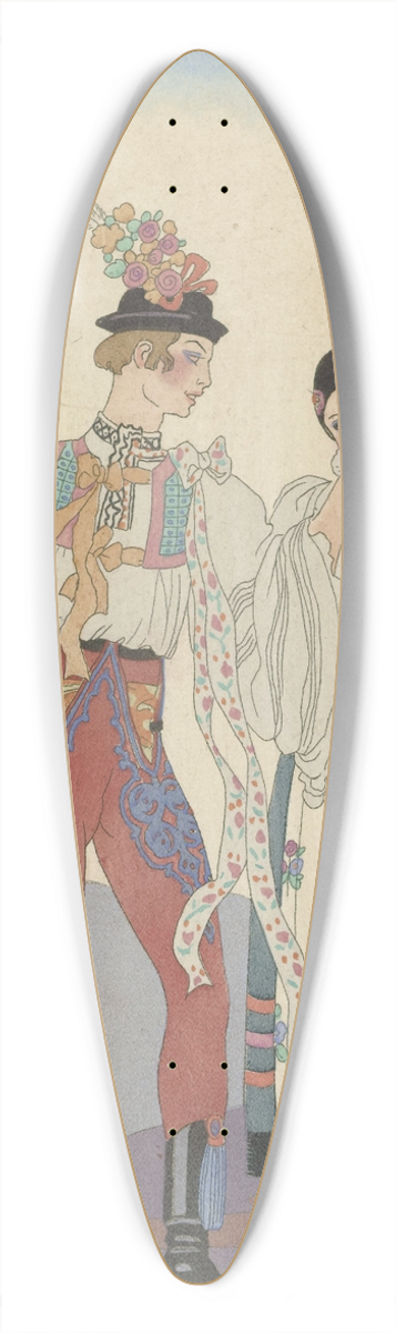 George Barbier - Le Coq du Village 39.3 inch art pintail longboard deck