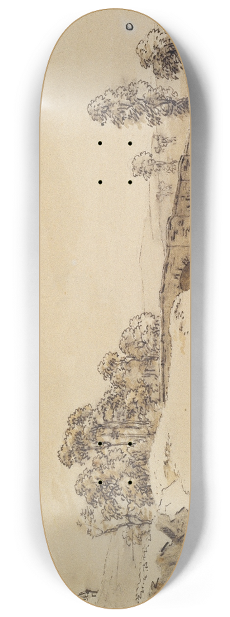 Caspar David Friedrich - Landscape with bridge 8.25 inch art skate deck