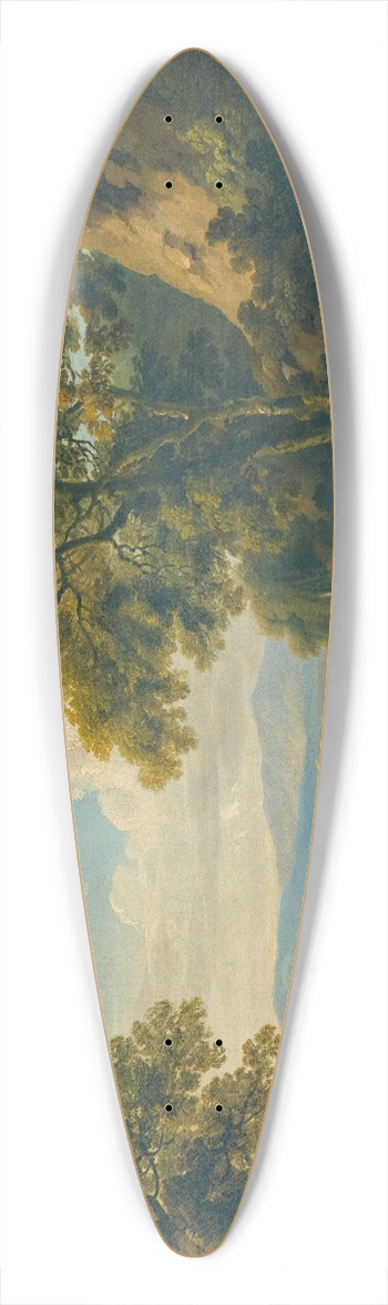 George Barret - A Mountainous Wooded Landscape With Figures By A River In The Foreground 39.3 inch art pintail longboard deck
