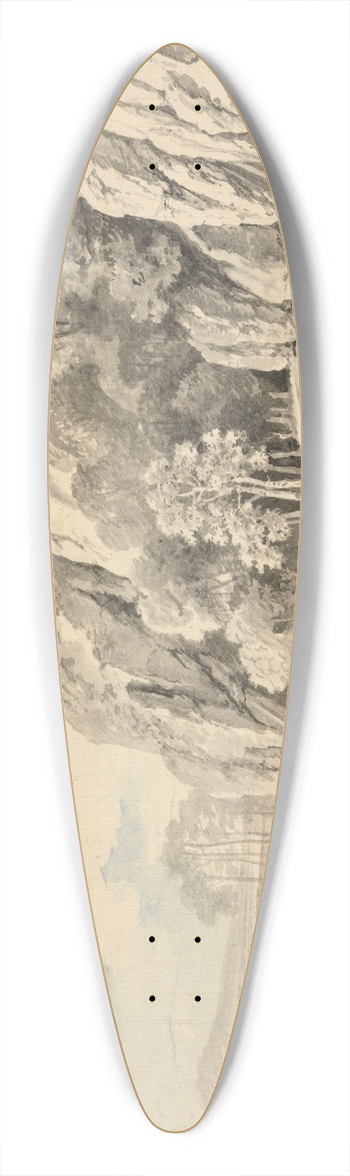 George Barret - River Bank With High Rocks 39.3 inch art pintail longboard deck