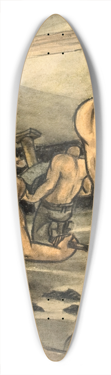 George Bissill - Coal miners at work, cutting coal and propping 39.3 inch art pintail longboard deck