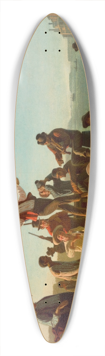 George Caleb Bingham - Jolly Flatboatmen in Port 39.3 inch art pintail longboard deck