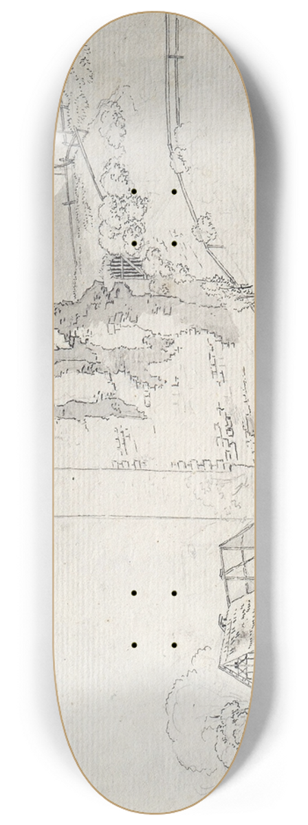 Caspar David Friedrich - Ruins with the Roof of a Farmhouse 8.25 inch art skate deck