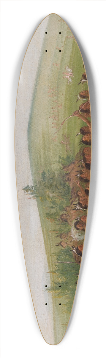 George Catlin - Archery of The Mandan 39.3 inch art pintail longboard deck