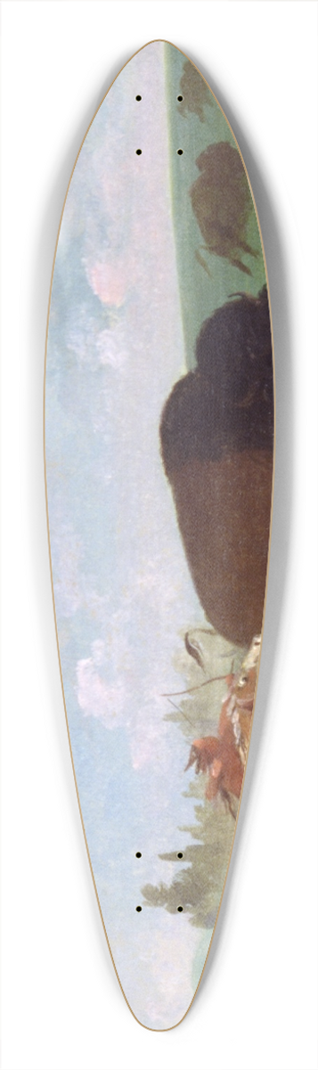 George Catlin - Buffalo Chase, a Single Death 39.3 inch art pintail longboard deck