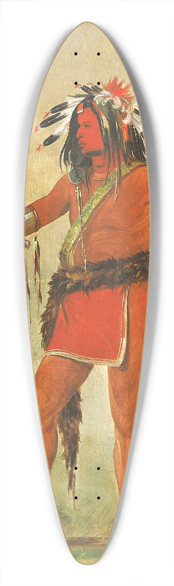George Catlin - Ch-Be-Mb-Bee, He Who Sits Everywhere, a Brave 39.3 inch art pintail longboard deck