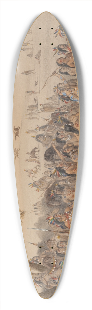 George Catlin - Game of the Arrow 39.3 inch art pintail longboard deck