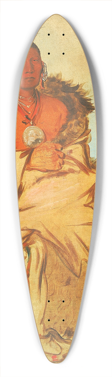 George Catlin - Loo-R-We-Re-Coo, Bird That Goes To War, a Tapage Pawnee 39.3 inch art pintail longboard deck