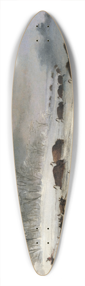 George Catlin - Sioux Indians On Snowshoes Lancing Buffalo 39.3 inch art pintail longboard deck