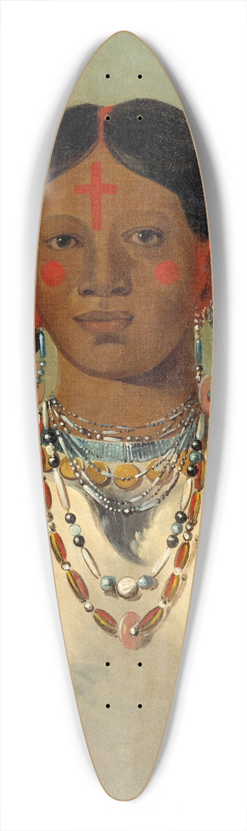 George Catlin - Ts-Se-Wo-Na-Ts, She Who Bathes Her Knees, Wife of The Chief 39.3 inch art pintail longboard deck