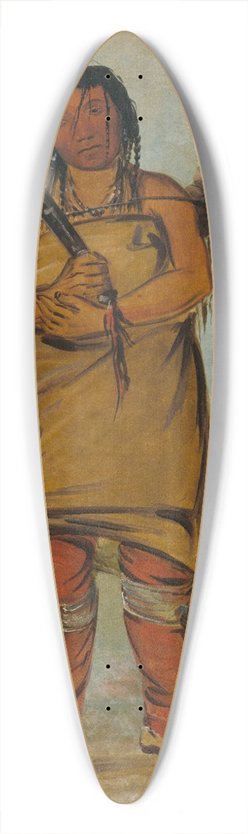 George Catlin - Wh-Chees, a Brave 39.3 inch art pintail longboard deck