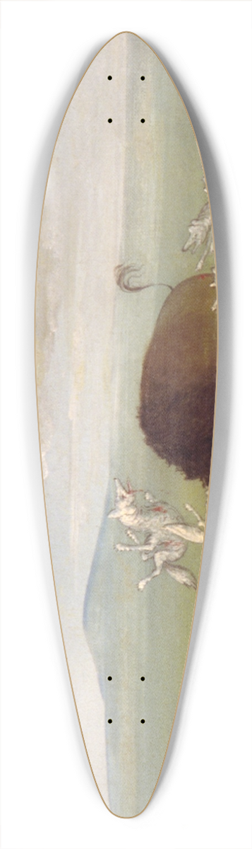 George Catlin - White Wolves Attacking a Buffalo Bull 39.3 inch art pintail longboard deck
