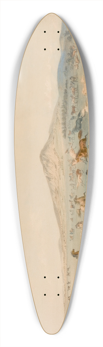 George Catlin - Wild Horses at Play 39.3 inch art pintail longboard deck