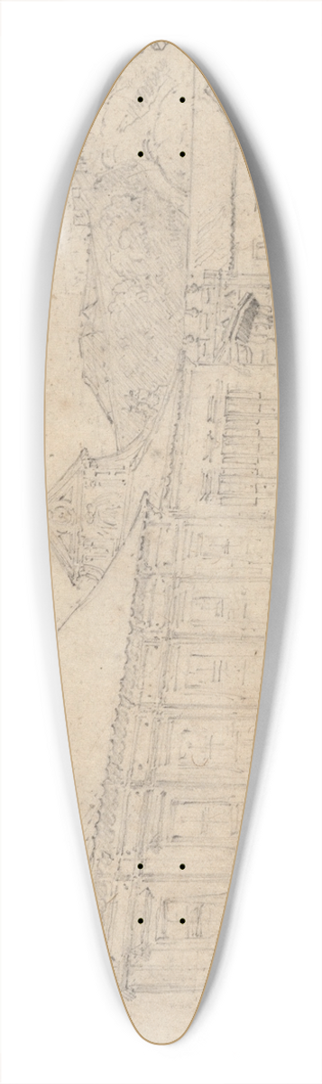 George Chinnery - A street in Macao 39.3 inch art pintail longboard deck