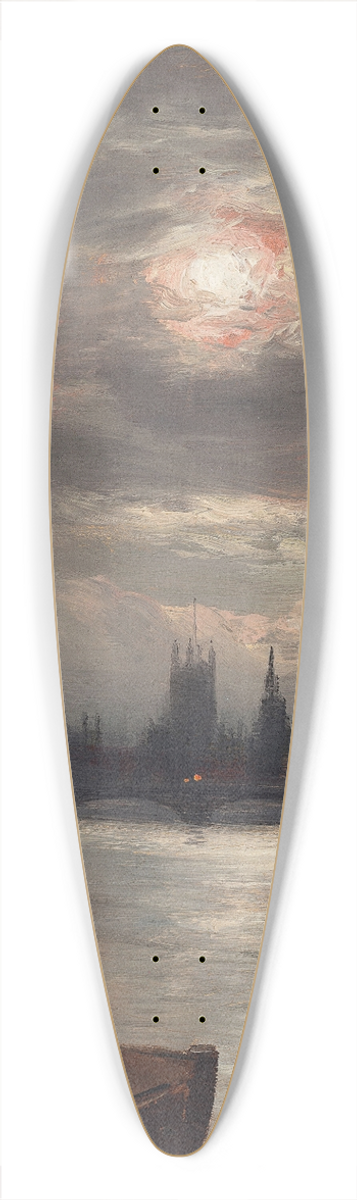 George Hyde Pownall - The Moonlit River 39.3 inch art pintail longboard deck