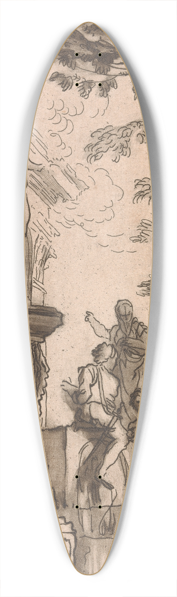 George Knapton - Classical scene with statue 39.3 inch art pintail longboard deck