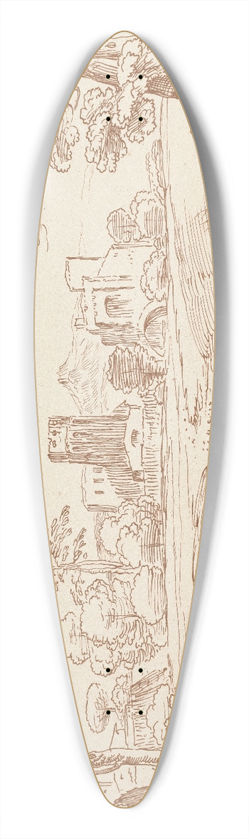 George Knapton - Pastoral scene with castle 39.3 inch art pintail longboard deck