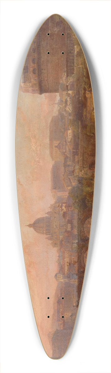 George Loring Brown - Sunset on the Tiber, Rome 39.3 inch art pintail longboard deck