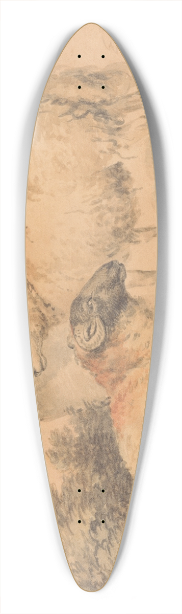 George Morland - A Ram and Ewe in a Landscape 39.3 inch art pintail longboard deck