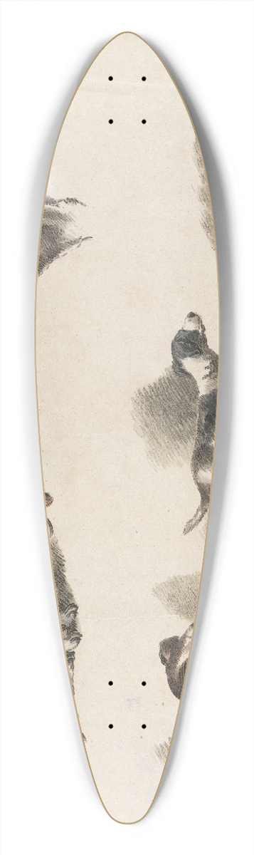 George Morland - Seven studies on hound 39.3 inch art pintail longboard deck