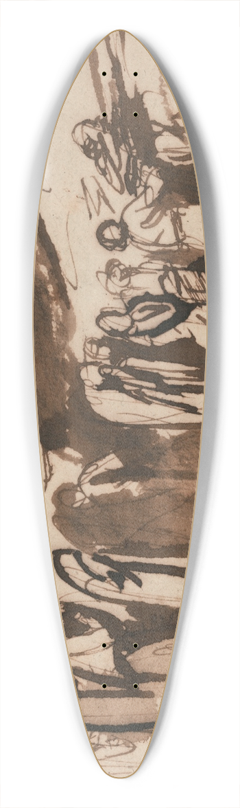 George Romney - A Procession of the Damned: Study for the Damned in Dantes Inferno 39.3 inch art pintail longboard deck