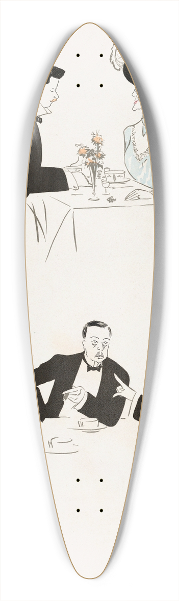 Georges Goursat (Sem) - A LHotel de Paris (two tables, one with J. P. Morgan 39.3 inch art pintail longboard deck