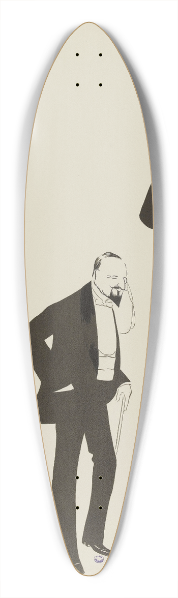 Georges Goursat (Sem) - M Brinckmann, Prince de Saxe-Cobourg, Prince Ferdinand de Bulgarie 39.3 inch art pintail longboard deck