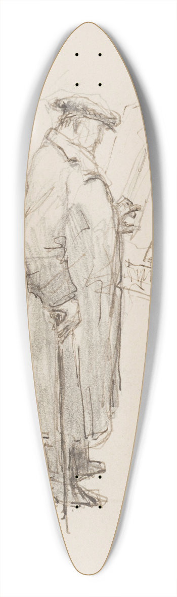 Georges Hugo - Homme de profil lisant des affiches 39.3 inch art pintail longboard deck