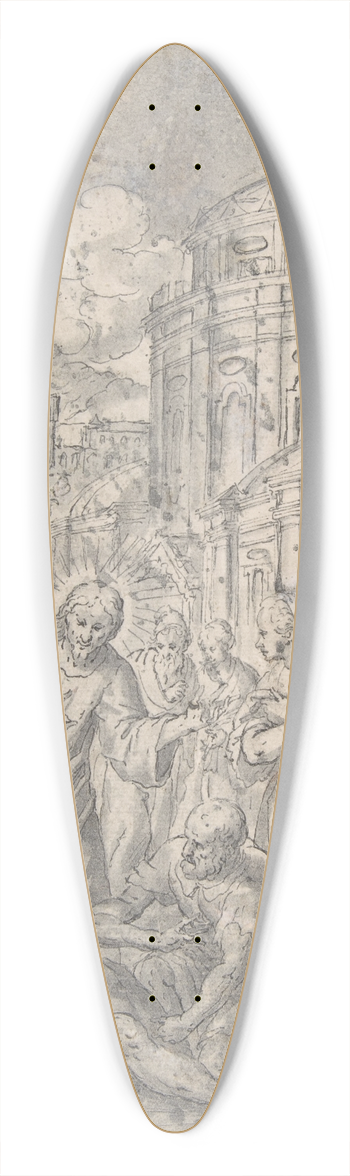 Georg Pecham - The Raising of the Youth of Naim 39.3 inch art pintail longboard deck