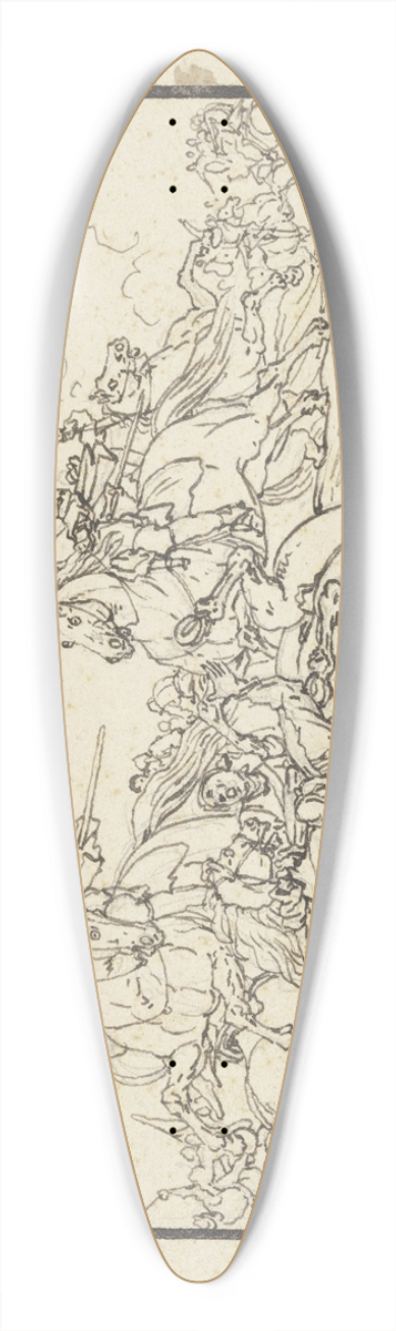 Georg Philipp Rugendas the Elder - Equestrian combat 39.3 inch art pintail longboard deck