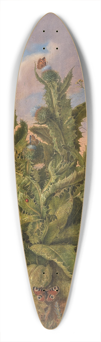 Georg Seitz - Large Still Life of Thistle with Meadow Flowers and Butterflies 39.3 inch art pintail longboard deck
