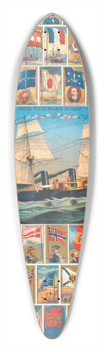 Geo. S. Harris & Sons - Allen & Ginter, naval flags, Richmond straight cut no. 1 and Virginia brights cigarettes 39.3 inch art pintail longboard deck