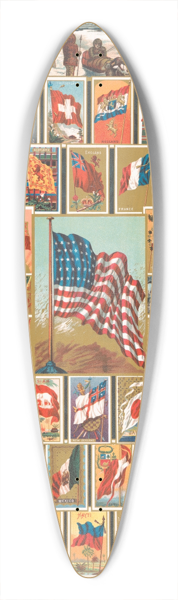 Geo. S. Harris & Sons - Allen & Ginter, Richmond-Virginia, flags of all nations 39.3 inch art pintail longboard deck