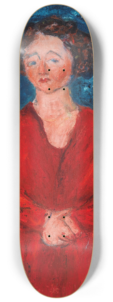 Cham Soutine - La Femme en rouge au fond bleu 8.25 inch art skate deck
