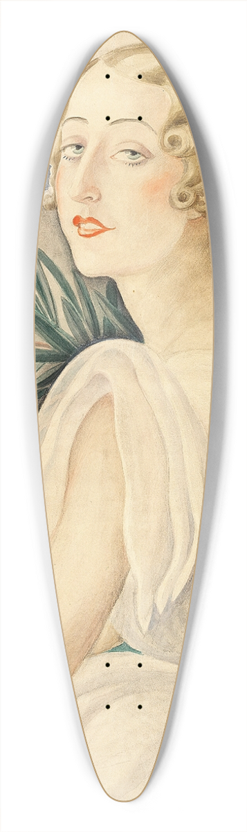 Gerda Wegener - Kvinde i hvid kjole siddende ved vindueskarm 39.3 inch art pintail longboard deck