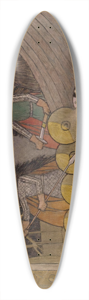 Gerhard Munthe - smund and his Brothers on the Sea 39.3 inch art pintail longboard deck