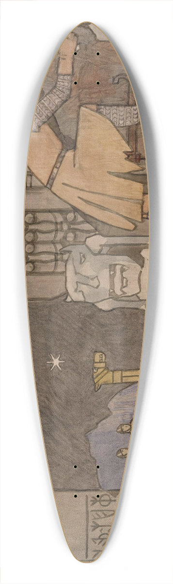 Gerhard Munthe - smund at the Gate in the Mountain 39.3 inch art pintail longboard deck