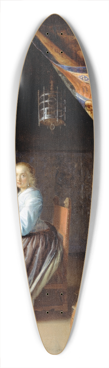 Gerrit Dou - A Woman playing a Clavichord 39.3 inch art pintail longboard deck