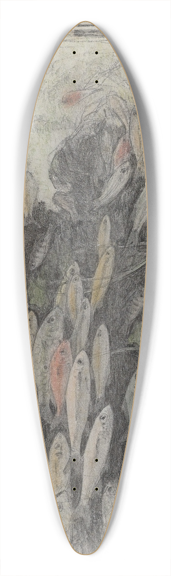 Gerrit Willem Dijsselhof - Aquarium met goudwinden 39.3 inch art pintail longboard deck