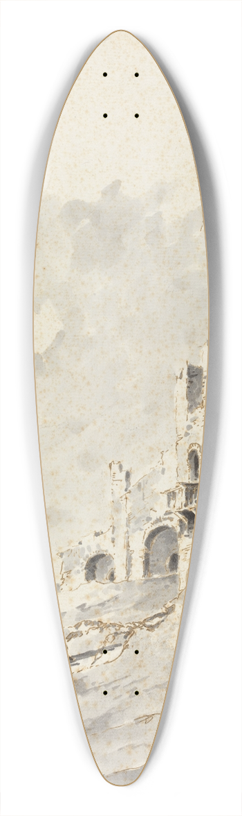 Giacomo Guardi - Capriccio of Classical Ruins with a Fortress 39.3 inch art pintail longboard deck
