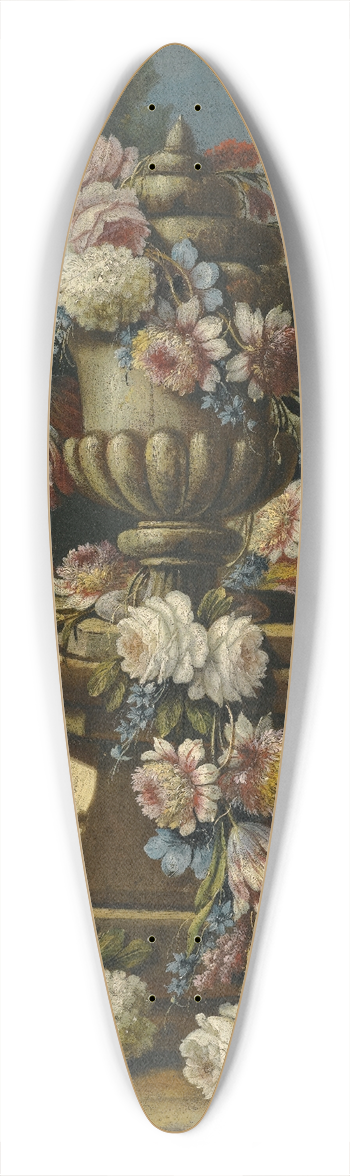 Giacomo Nani - A Still Life With A Garland Of Roses, Tulips, Carnations And Other Flowers, Draped Around A Stone Urn In A Landscape 39.3 inch art pintail longboard deck