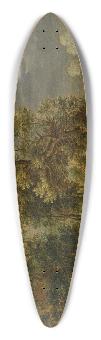 Gillis Claesz. de Hondecoeter - A wooded river landscape 39.3 inch art pintail longboard deck